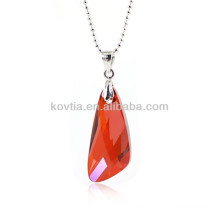 Encantador rojo austriaco cristal gota joyería rubí colgante